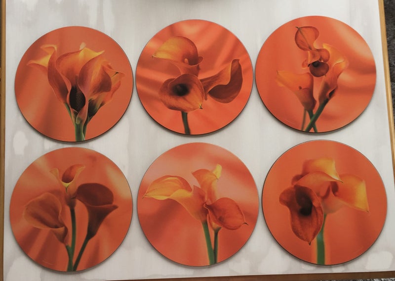 Jason Placemats Cork Back Round Set Of 6 Different Calla Images