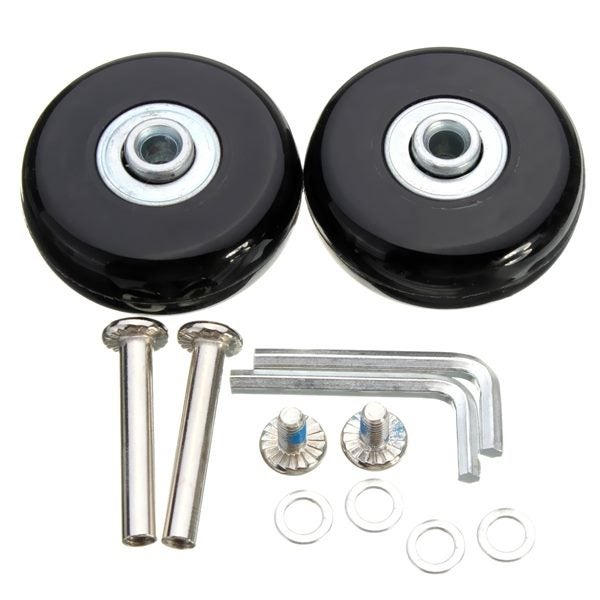 2pcs 50mm Black Luggage Suitcase Replacement Rubber Wheel Roller Suitcase Repair Carousel 5