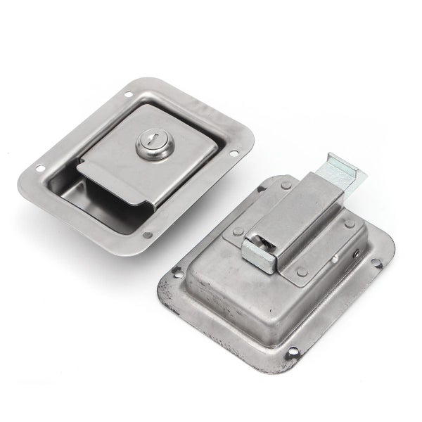 2Pcs Stainless Steel Paddle Door Lock Handle Truck Box Trailer Latch With Key Carousel 1