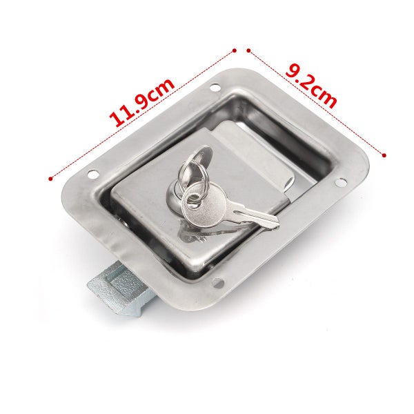 2Pcs Stainless Steel Paddle Door Lock Handle Truck Box Trailer Latch With Key Carousel 2