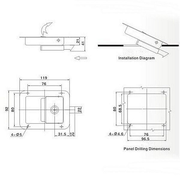 2Pcs Stainless Steel Paddle Door Lock Handle Truck Box Trailer Latch With Key Carousel 10
