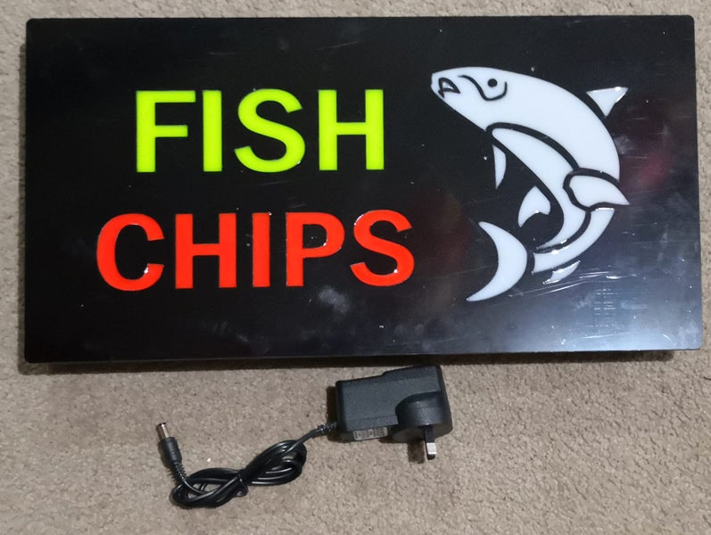 Sign OPEN sign Fish n Chips Sign 43cmx23cm Carousel 4