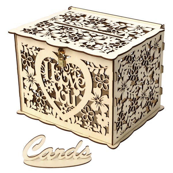 Diy Wedding Card Box Wooden Money With Lock Beautiful Decor Supplies For Bir