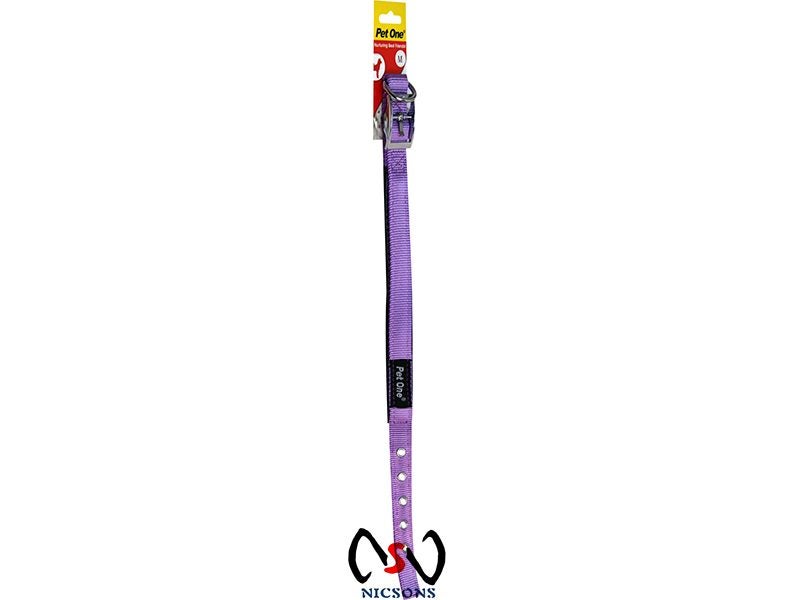 Pet One Collar - Comfort Nylon Padded Adjustable 20mm 27-37cm Purple Carousel 1