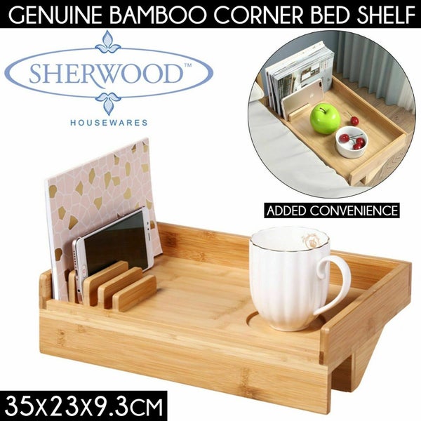 Adjustable Bamboo Bed Side Table Phone Breakfast Wooden Book Study