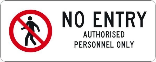 Prohibition No Entry Authorised Personnel Only Sign - SAV 450 x 180mm (EACH) Carousel 1