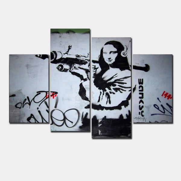 X'MAS SALE FREE SHIPPING - Large 4 Piece Canvas Art Print - Banksy Carousel 1