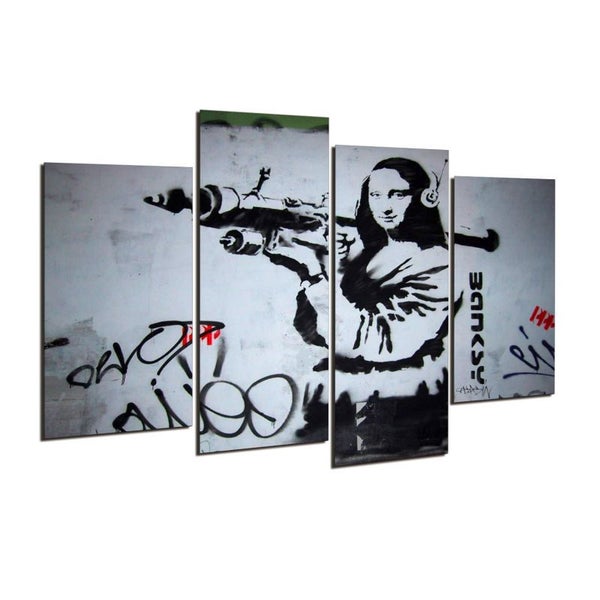 X'MAS SALE FREE SHIPPING - Large 4 Piece Canvas Art Print - Banksy Carousel 2