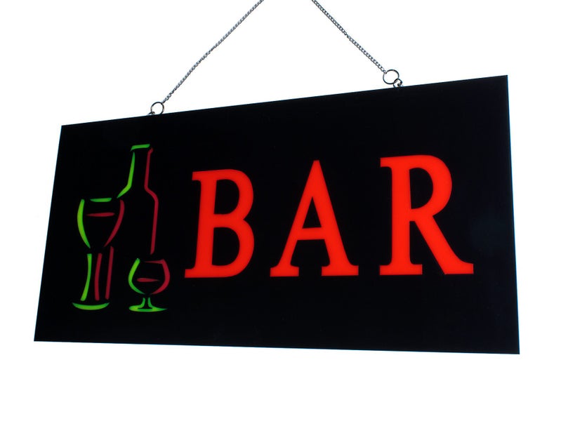 LED Light Signs Signage Wine Glass and Bottle - BAR 60cm x 30cm *RRP $82.50 Carousel 1