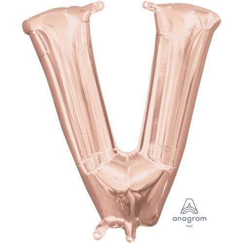 Foil Balloon - Letter V Rose Gold - 40cm Carousel 1