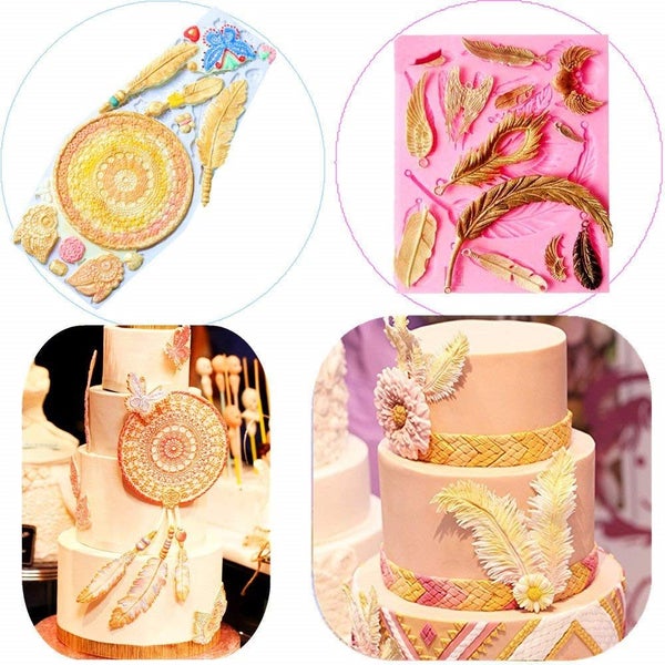 Feather Design Silicone Mould DIY Fondant Cake Mold Tool for Cake Decoration