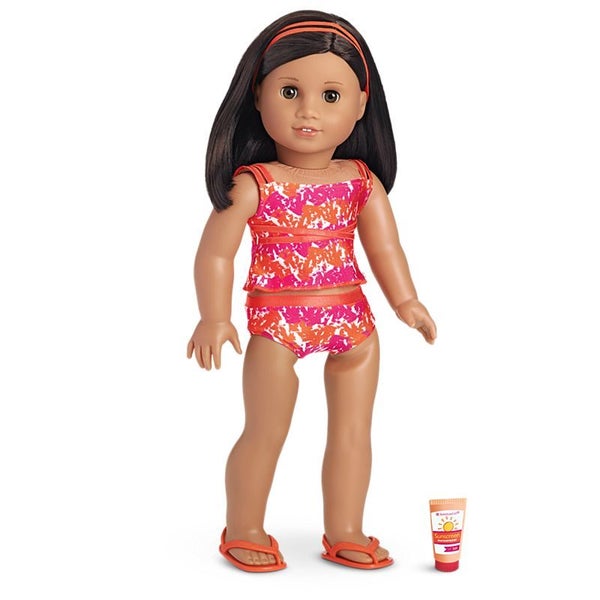 for 18" American Girl Dolls ~ BRIGHT & SPLASHY TANKINI ~5 piece set with jandals Carousel 1
