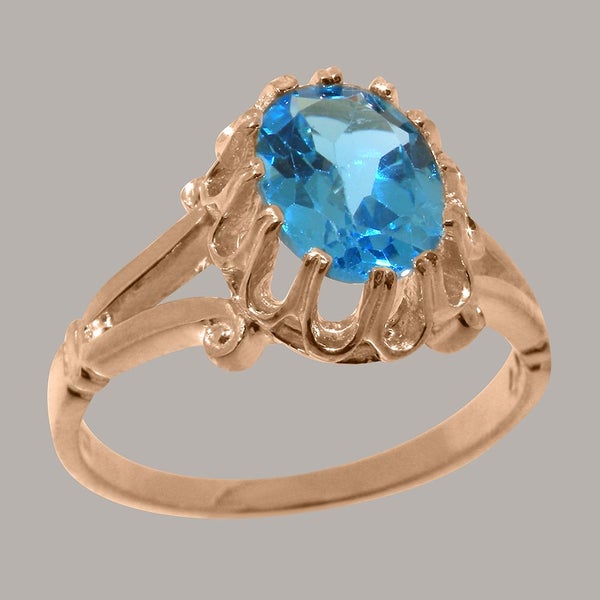 9ct Rose Gold Blue Topaz ring Womens Engagement Ring Carousel 1