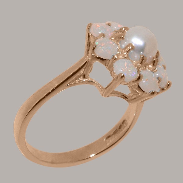 9ct Rose Gold Cultured Pearl & Opal ring Womens Cluster Ring - Size Y 1/2 Carousel 2