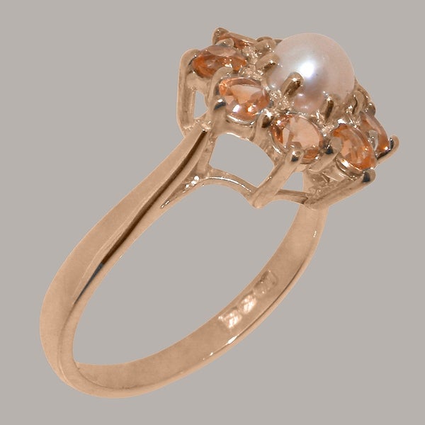 9ct Rose Gold Cultured Pearl & Citrine ring Womens Cluster Ring Size Y 1/2 Carousel 2