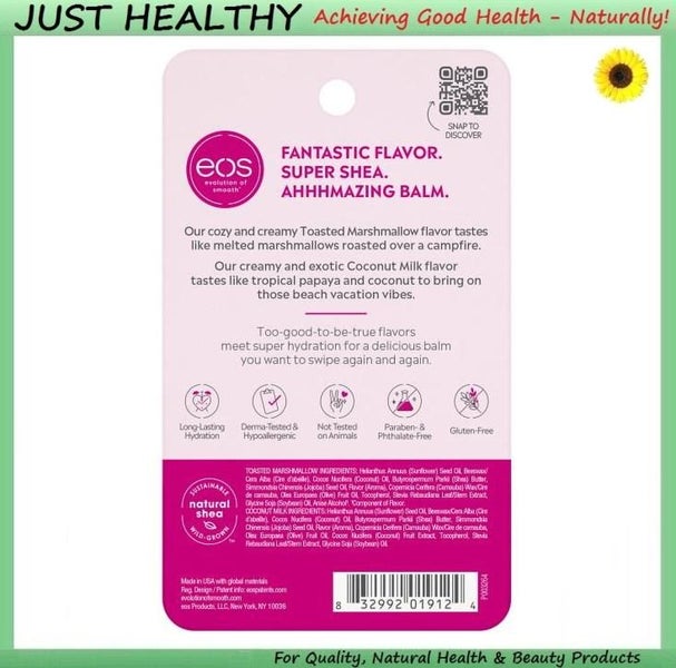 EOS LIP BALM 2 PACK - TOASTED MARSHMALLOW AND COCONUT MILK - GENUINE Carousel 5