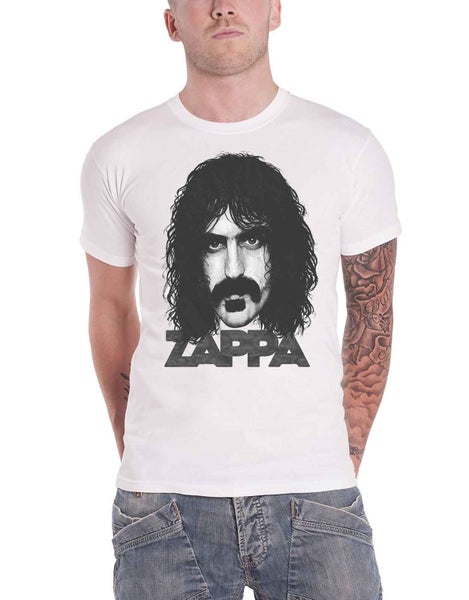 Frank Zappa T Shirt Big Face Portait Logo new Official Mens White Carousel 1