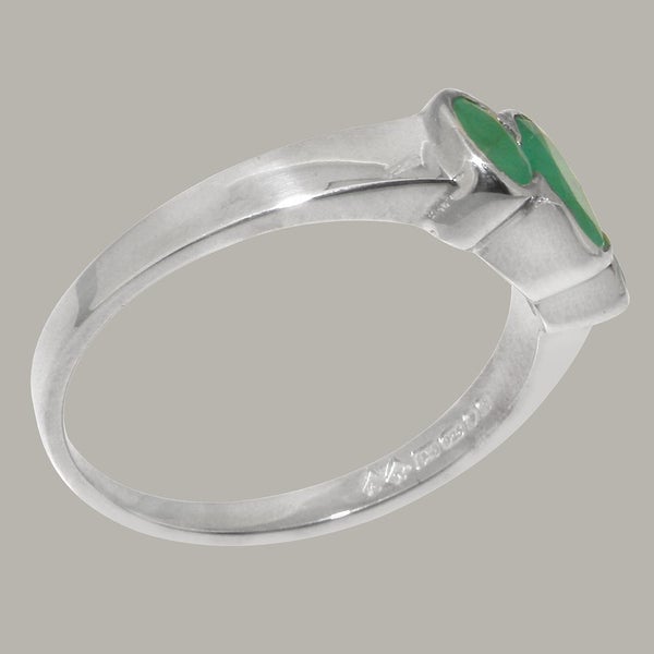 White Gold Natural Emerald Womens Trilogy Ring - Full 9ct UK Hallmark Carousel 2