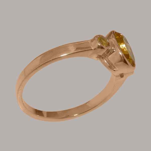 Rose Gold Natural Citrine Womens Trilogy Ring - Full 9ct UK Hallmark Carousel 2