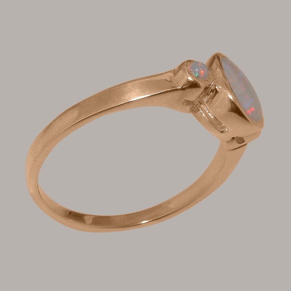 Rose Gold Natural Opal Womens Trilogy Ring - Full 9ct UK Hallmark Carousel 2