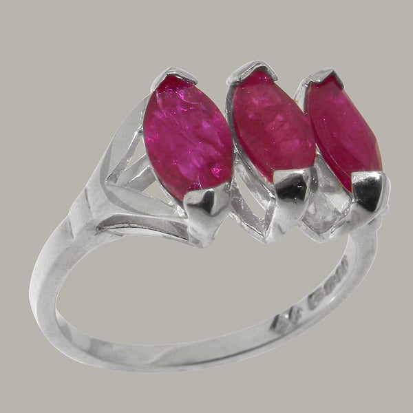 Sterling Silver Natural Ruby Womens Trilogy Ring - Full 925 UK Hallmark Carousel 1