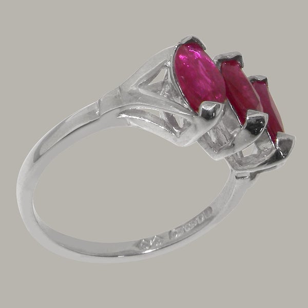 Sterling Silver Natural Ruby Womens Trilogy Ring - Full 925 UK Hallmark Carousel 2