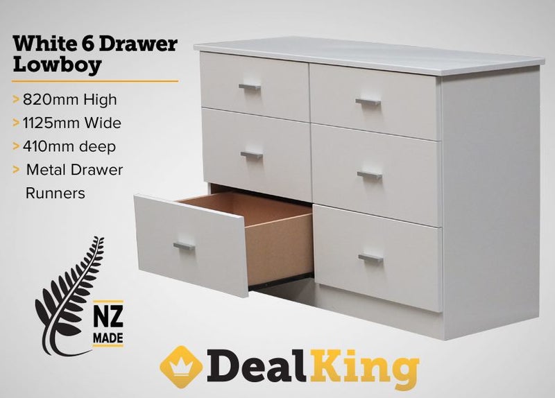 White 6 Drawer Nz Made Lowboy 505 Trade Me