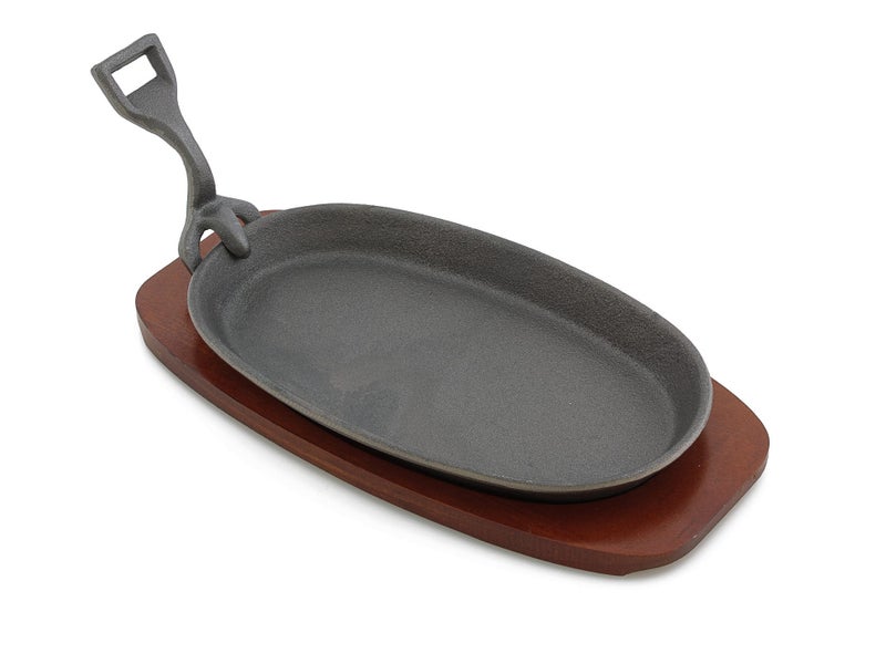 Cast Iron Sizzling Plate Sizzle Food Steak Platter Carousel 1