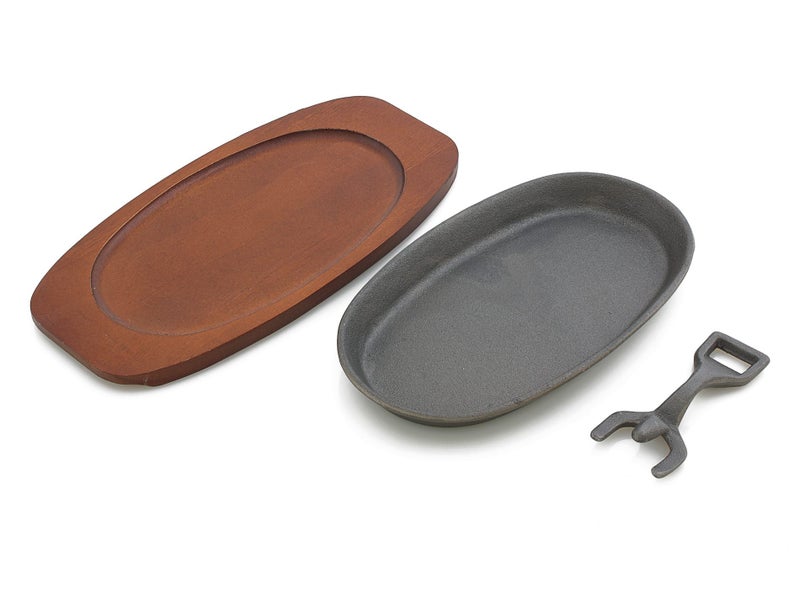 Cast Iron Sizzling Plate Sizzle Food Steak Platter Carousel 2