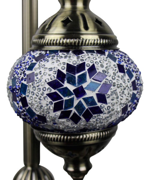 Turkish Mosaic Floor Lamp 3 globe Blue Carousel 5