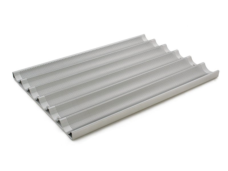 6 Stick French Bread Baguette Loaf Pan 18" Commercial Bakers Perf Aluminium Tray Carousel 1