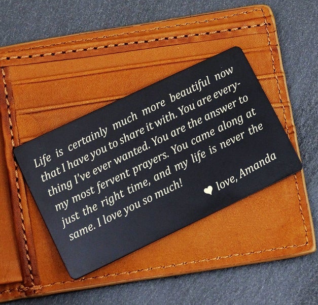 Personalized Photo//Text Custom Engraved Metal Wallet Mini Love Insert Card Gift