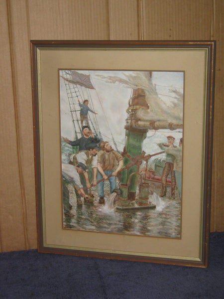 Dorothy Chapman 'All Hands To The Pumps' Sailing Ship Original Painting copy Carousel 1