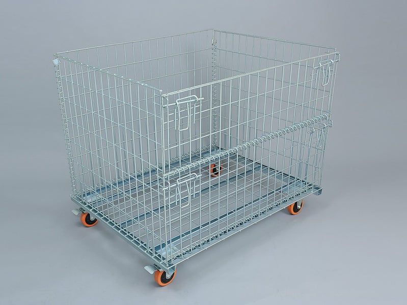 800kg Storage Cage + Wheels | Collapsing Steel Pallet Crate Commercial Warehouse Carousel 1