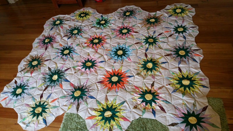 Vintage Gorgeous 12 points Star Quilt top Carousel 2