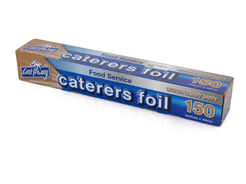 150M x 44cm Caterers Tin Foil Roll & Dispenser Box EXTRA Heavy Duty 15 Micron Carousel 1