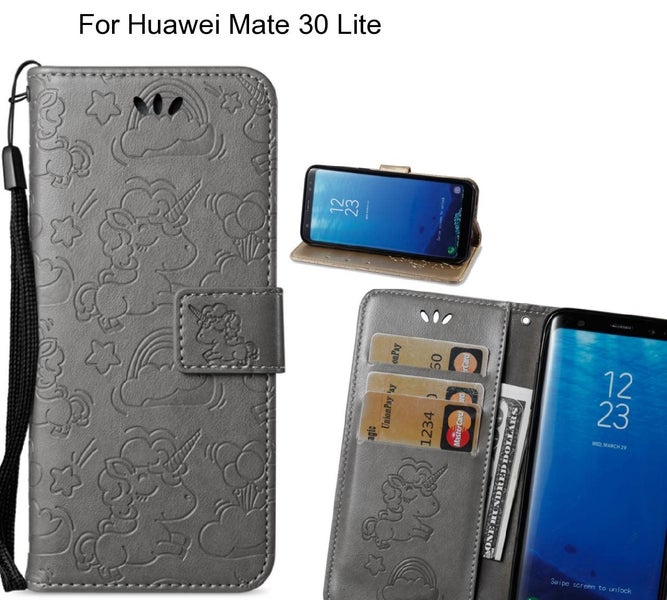 Huawei Mate 30 Lite Case Leather Wallet case embossed unicon pattern Carousel 1