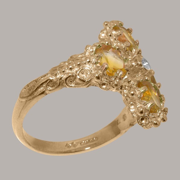 Rose Gold CZ & Citrine Womens Cluster Ring - Full 9ct UK Hallmark Carousel 2