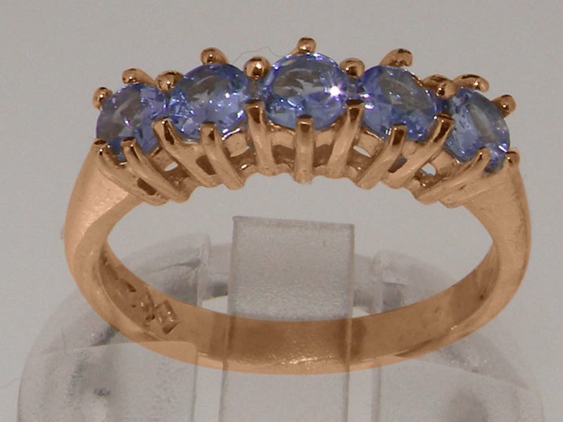 Rose Gold Natural Tanzanite Womens Eternity Ring - Full 9ct UK Hallmark Carousel 2