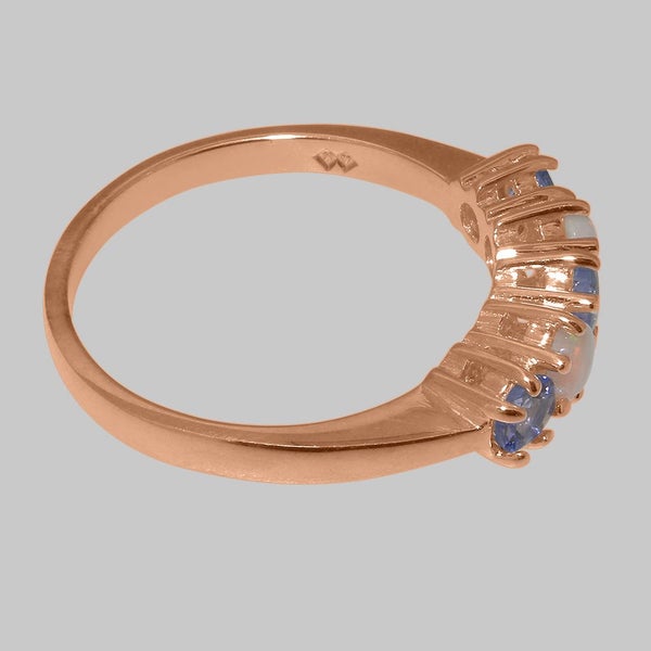 Rose Gold Natural Tanzanite & Opal Womens Eternity Ring - Full 9ct UK Hallmark Carousel 2