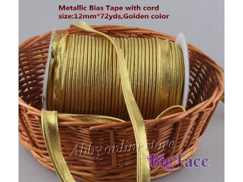 -Metallic Bias Tape With Cord Gold/Golden Color Bias Piping Sewing Item Carousel 1