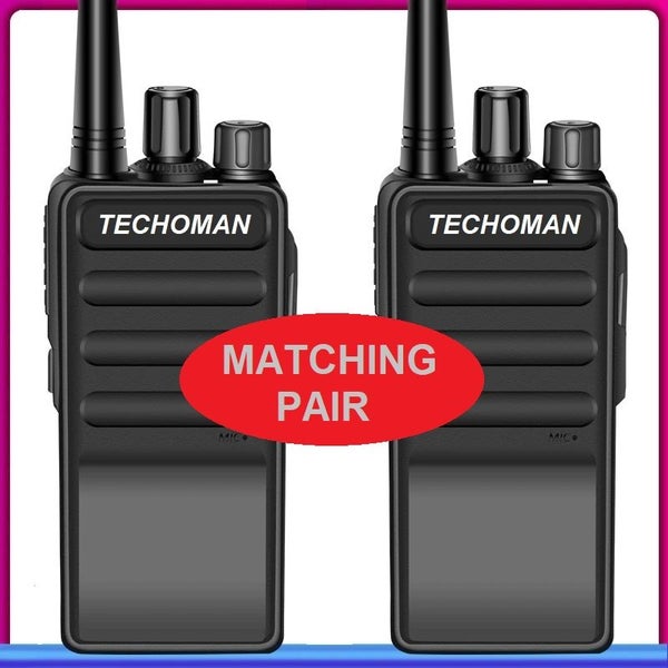 Pair (2x) TECHOMAN TM-9C 2 WATT UHF PRS CB Walkie Talkies - 16 Channels - Stnd Carousel 1