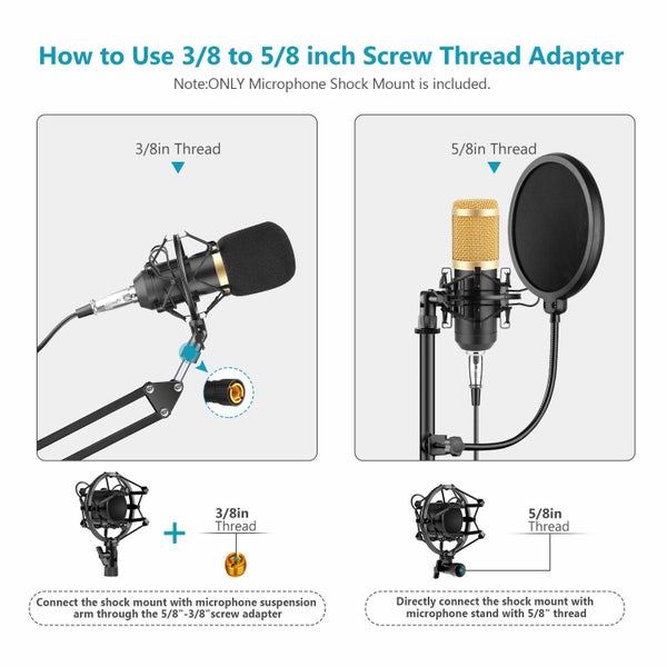 Neewer Universal Microphone Shock Mount Holder Clip Anti Vibration Suspension Carousel 8
