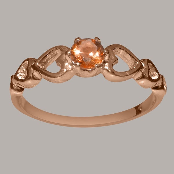 Rose Gold Natural Citrine Womens Solitaire Ring - Full 14ct Gold UK Hallmark Carousel 1