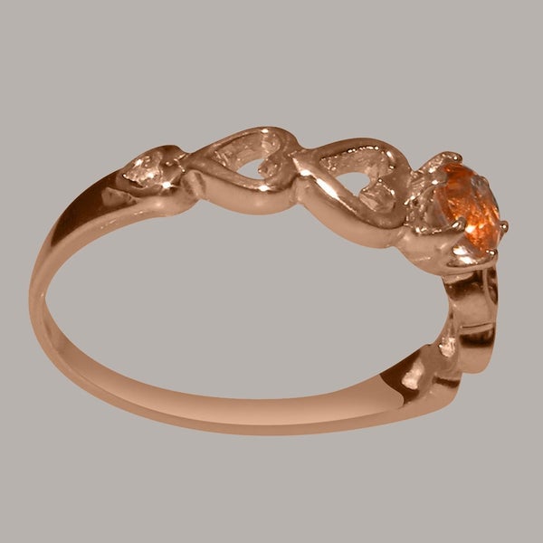Rose Gold Natural Citrine Womens Solitaire Ring - Full 14ct Gold UK Hallmark Carousel 2