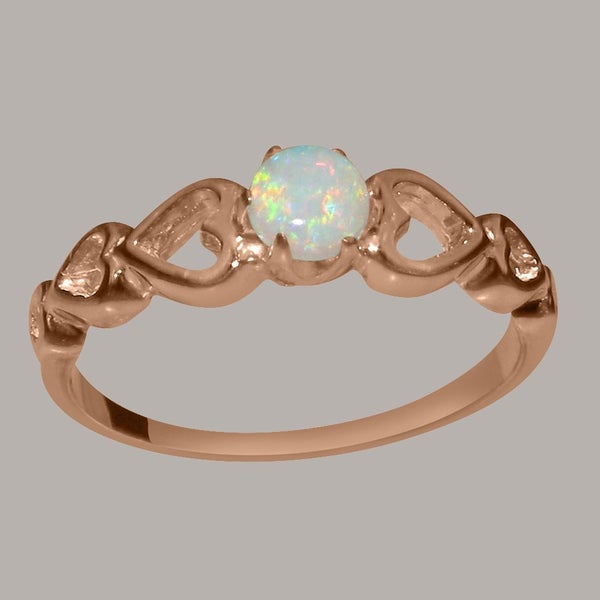 Rose Gold Natural Opal Womens Solitaire Ring - Full 14ct Gold UK Hallmark Carousel 1