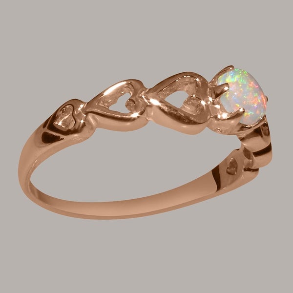 Rose Gold Natural Opal Womens Solitaire Ring - Full 14ct Gold UK Hallmark Carousel 2
