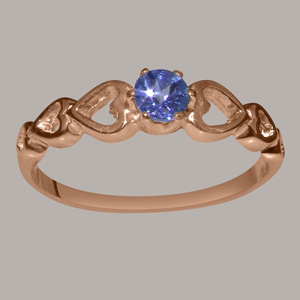 Rose Gold Natural Tanzanite Womens Solitaire Ring - Full 9ct UK Hallmark Carousel 1