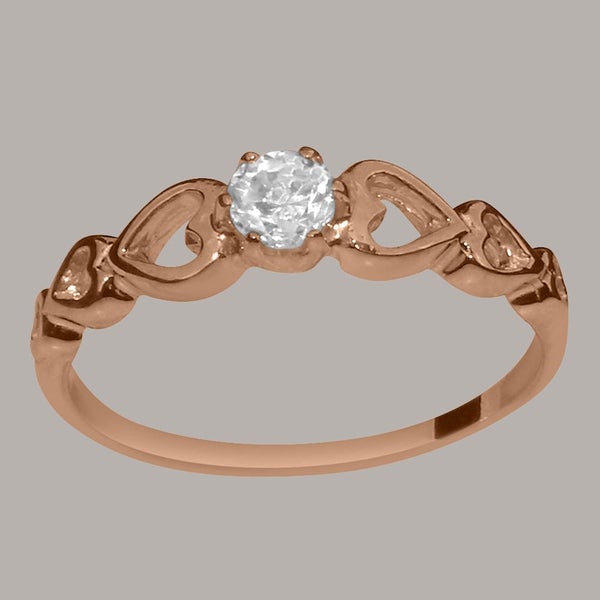 Rose Gold Cubic Zirconia Womens Solitaire Ring - Full 14ct Gold UK Hallmark Carousel 1