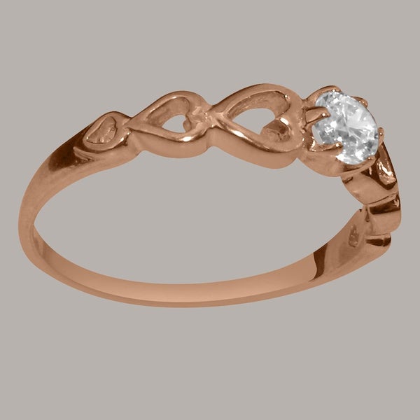 Rose Gold Cubic Zirconia Womens Solitaire Ring - Full 14ct Gold UK Hallmark Carousel 2